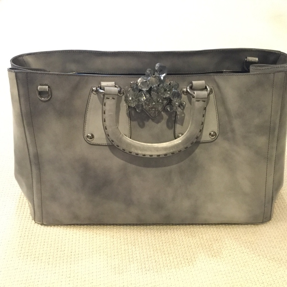 Prada leather and crystal encrusted bag.